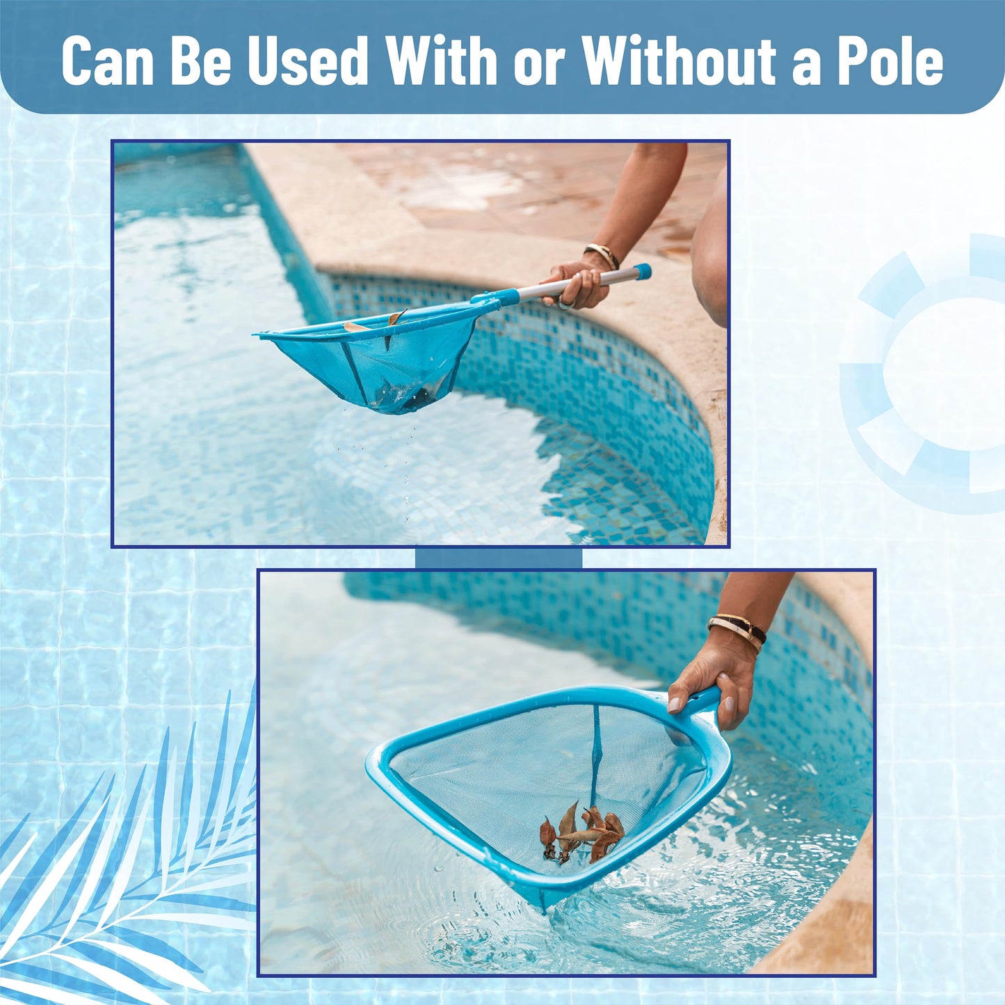 UNCO- Pool Skimmer Net with Pole, 25", Hot Tub Skimmer Net, Leaf Skimmer with Pole, Pond Skimmer Net, Pool Net with Pole, Pool Skimmer Net with Pole, Pool Nets for Cleaning with Pole