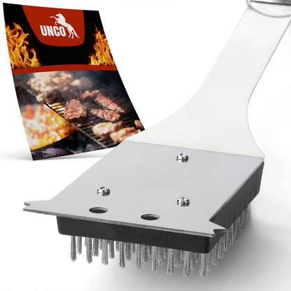 UNCO- Grill Brush and Scraper, 16.7”, Stainless Steel, Grill Cleaner, Grill Brush, Grill Cleaning Brush, BBQ Brill Brush, BBQ Brush for Grill Cleaning, Grill Brush for Outdoor Grill, Safe Grill Brush