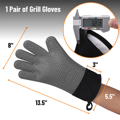 UNCO- Grill Gloves, Silicone Gloves Heat Resistant, Oven Gloves, BBQ Gloves, Meat Gloves, Barbecue Gloves, Grilling Gloves, Meat Gloves for Pulling Meat, Grill Gloves for Outdoor Grill, Grill Mitts