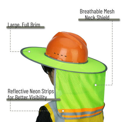 UNCO- Hard Hat Sun Shield, Full & Standard Brim Mesh Sunshade High Visibility Reflective, Hard Hat Sun Shade, Hard Hat Accessories, Hard Hat Visor, Hard Hat Shade, Hard Hat Neck Shade.