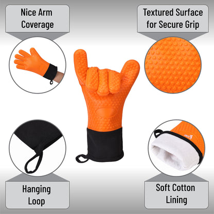 UNCO- Grill Gloves, Silicone Gloves Heat Resistant, Oven Gloves, BBQ Gloves, Meat Gloves, Barbecue Gloves, Grilling Gloves, Meat Gloves for Pulling Meat, Grill Gloves for Outdoor Grill, Grill Mitts