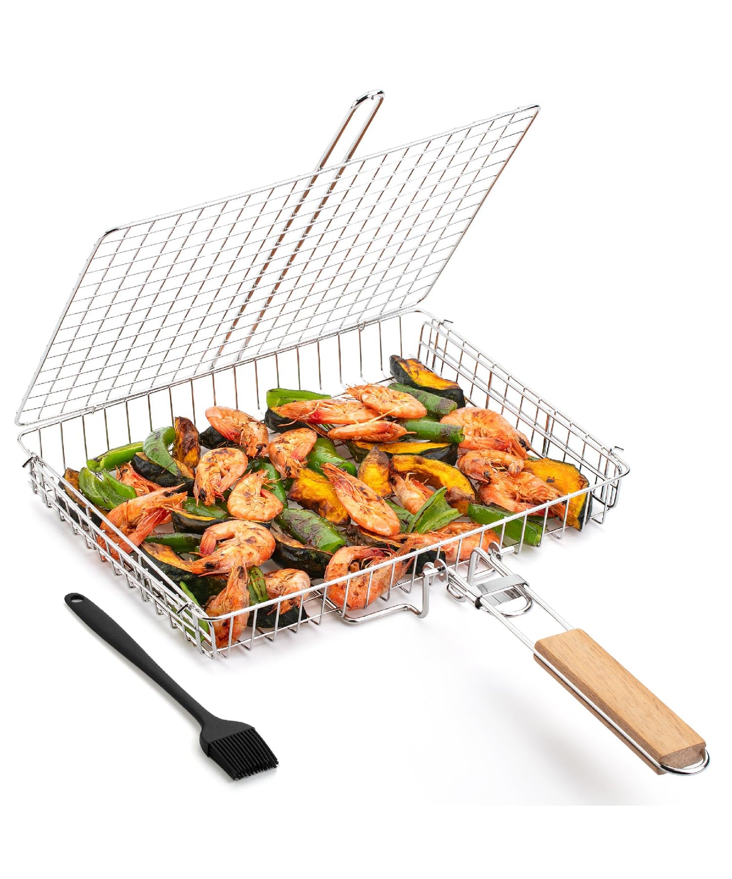 UNCO- Grill Basket, Stainless Steel, Black, Fish Grill Baskets for Outdoor Grill, Vegetable Grill Basket, BBQ Grill Basket, BBQ Basket, Grilling Basket, Grill Fish Basket for Grilling