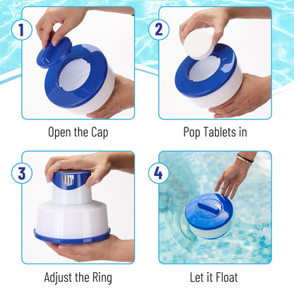 UNCO- Pool Chlorine Floater, Collapsible, Chlorine Tablet Floater, Chlorine Floater 3 Inch Tablets, Floating Chlorine Dispenser for Pool, Pool Tablet Floater, Pool Floater for Chlorine Tablets