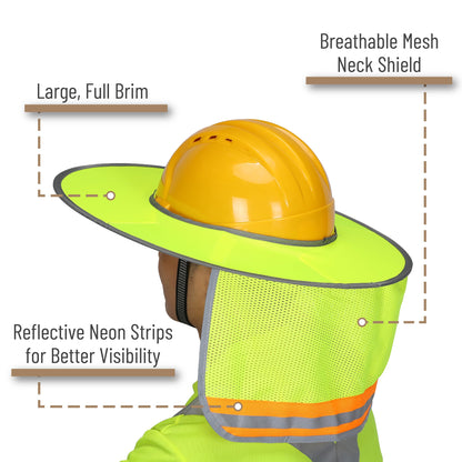 UNCO- Hard Hat Sun Shield, 3 Pack, Full & Standard Brim Mesh Sunshade High Visibility Reflective, Hard Hat Sun Shade, Hard Hat Accessories, Hard Hat Visor, Hard Hat Shade, Hard Hat Neck Shade