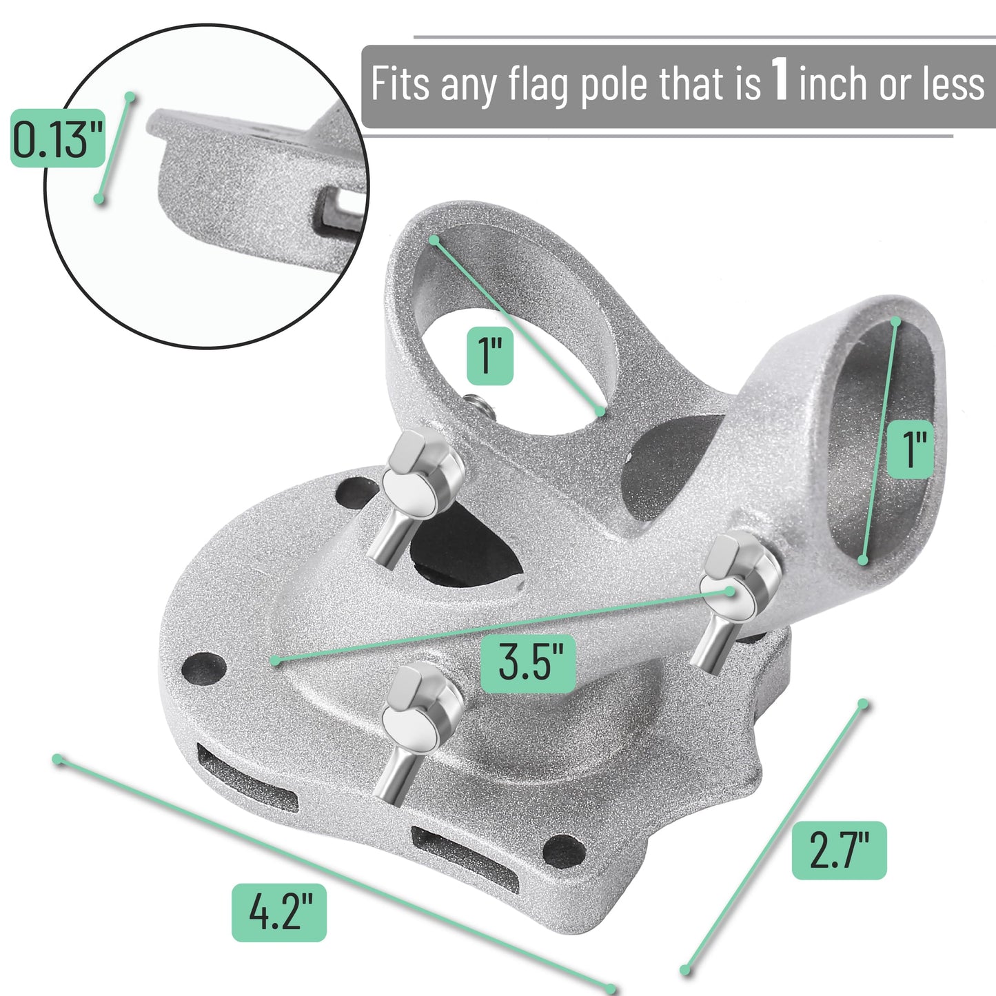 UNCO- Aluminum Flag Pole Holder, Heavy Duty Aluminum Mount, Flag Pole Bracket, Flag Pole Holder Mounting Bracket, Flag Pole Brackets for House, Flag Pole Mounting Bracket, Flag Pole Holder for House