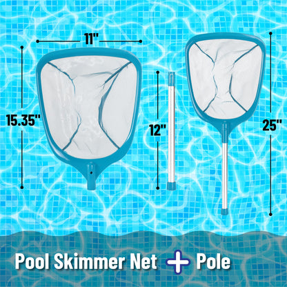 UNCO- Pool Skimmer Net with Pole, 25", Hot Tub Skimmer Net, Leaf Skimmer with Pole, Pond Skimmer Net, Pool Net with Pole, Pool Skimmer Net with Pole, Pool Nets for Cleaning with Pole