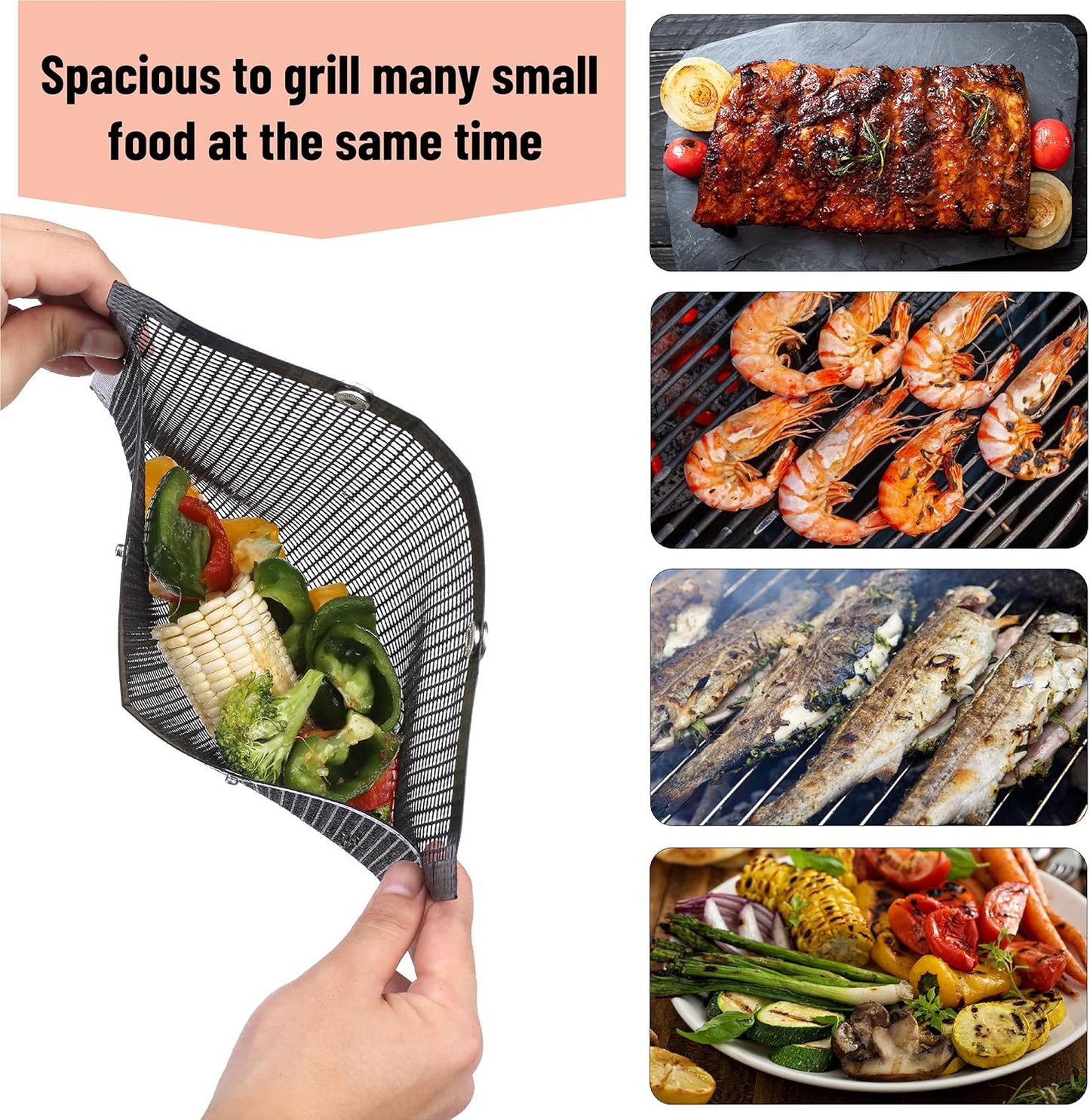 UNCO- BBQ Grilling Bags, 2 Pack, 11.8"x10.6", Mesh Grill Bags with Basting Brush, Easy to Clean Grill Bag, Grill Bags, Grill Mesh for Outdoor Grill, Grill Accessories Bag, Reusable Mesh Barbecue Pouch