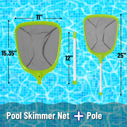 UNCO- Pool Skimmer Net with Pole, 25", Hot Tub Skimmer Net, Leaf Skimmer with Pole, Pond Skimmer Net, Pool Net with Pole, Pool Skimmer Net with Pole, Pool Nets for Cleaning with Pole