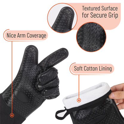 UNCO- Grill Gloves, Silicone Gloves Heat Resistant, Oven Gloves, BBQ Gloves, Meat Gloves, Barbecue Gloves, Grilling Gloves, Meat Gloves for Pulling Meat, Grill Gloves for Outdoor Grill, Grill Mitts