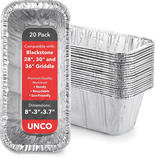 UNCO- Blackstone Grease Cup Liners, 20 Pack, 8”x3”x3.7”, Compatible with 17, 22, 28, 30, 36 Inch Blackstone Griddle, Blackstone Drip Pan Liners, Blackstone Griddle Grease Cup Liners, Grease Cup Liners