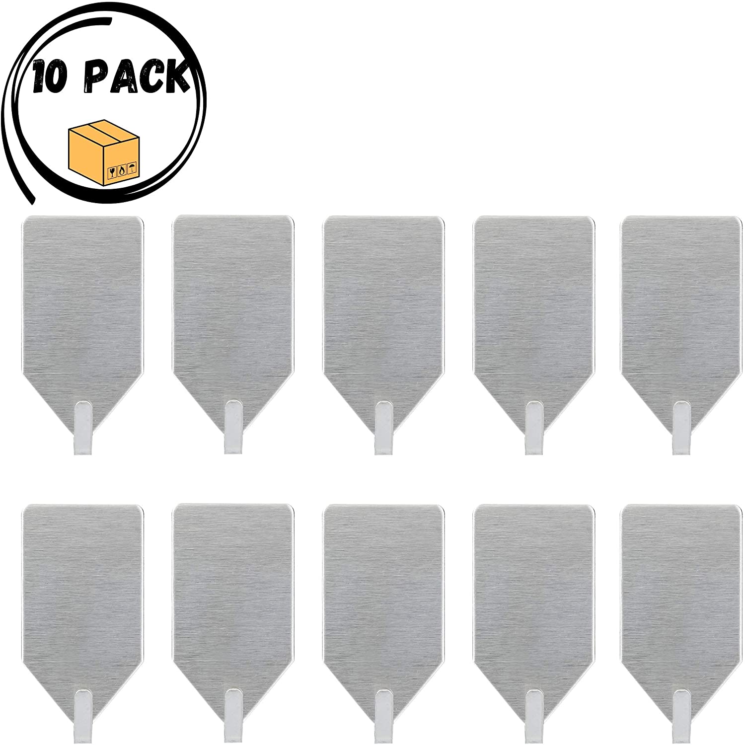 UNCO- Metal Small Adhesive Hooks, 10 Pack, Stainless Steel, Hooks for  Hanging Towels, Adhesive Wall Hooks, Stick on Hooks, Self Adhesive Hooks
